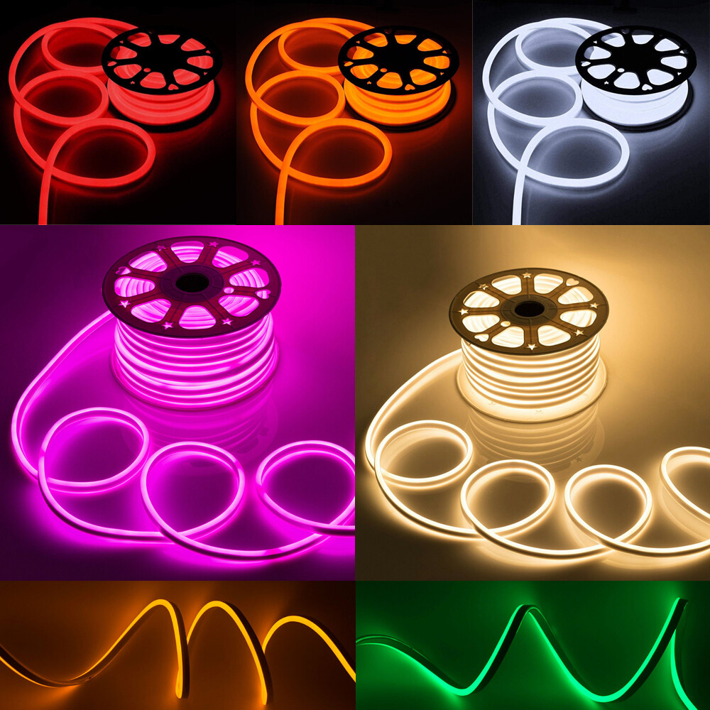 NEON STRIP LIGHT DOUBLE SIDE BLUE + POWER PLUG 100MTR