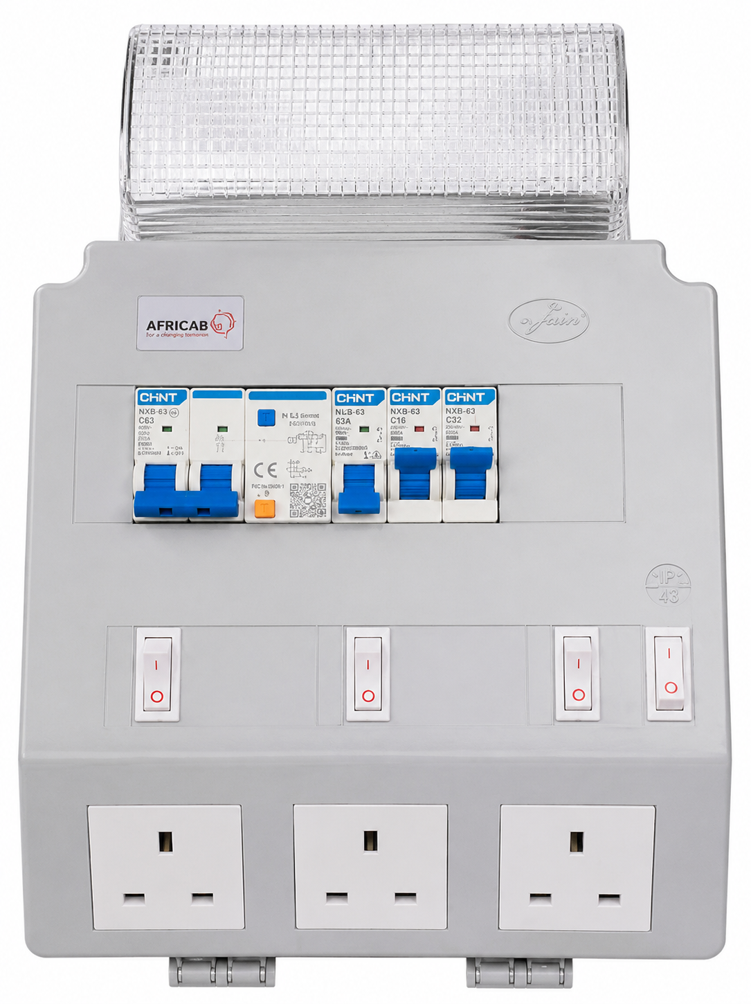 CHINT Consumer Units  Ready Board With Bulb (Isolator 32A-2P, MCB 25A-1P, MCB 16A-1P)