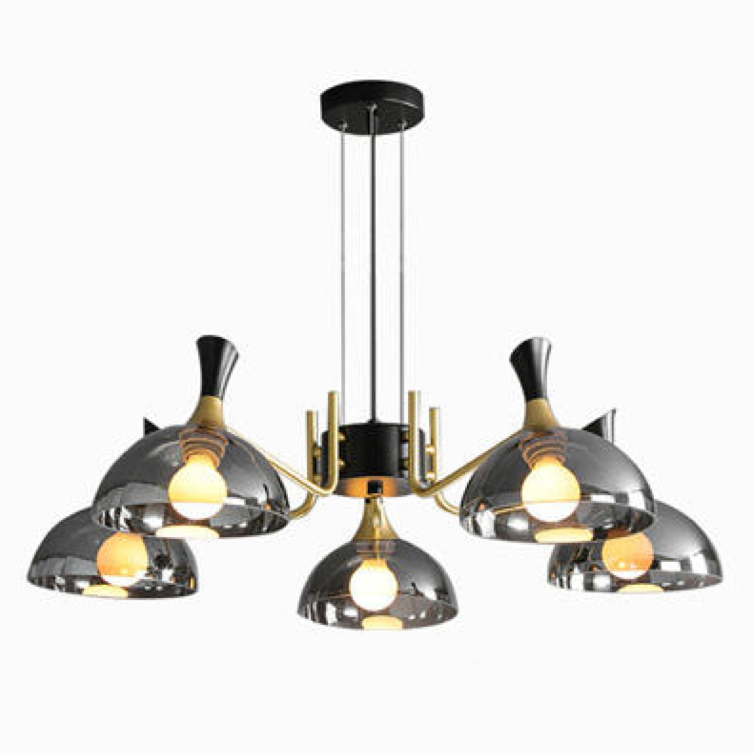 Chandelier E27 5 Holder Black Glass