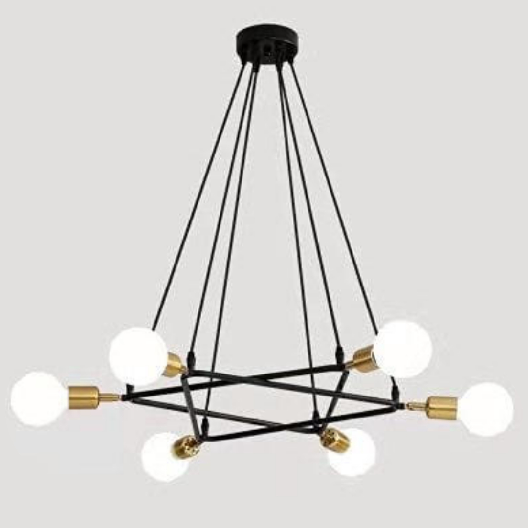 Chandelier E27 6 Holder Black Gold