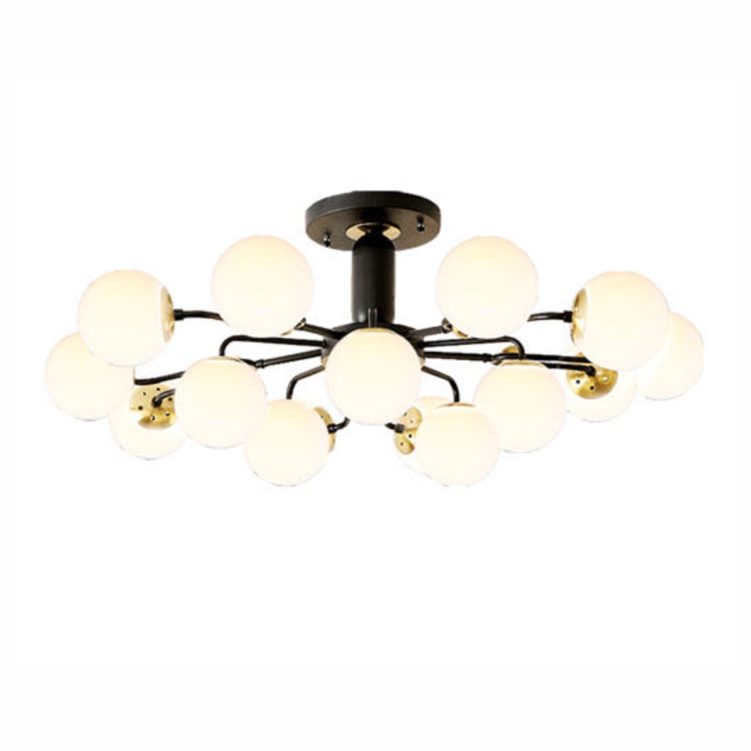 Chandelier E27 12 Holder Black Gold Glass