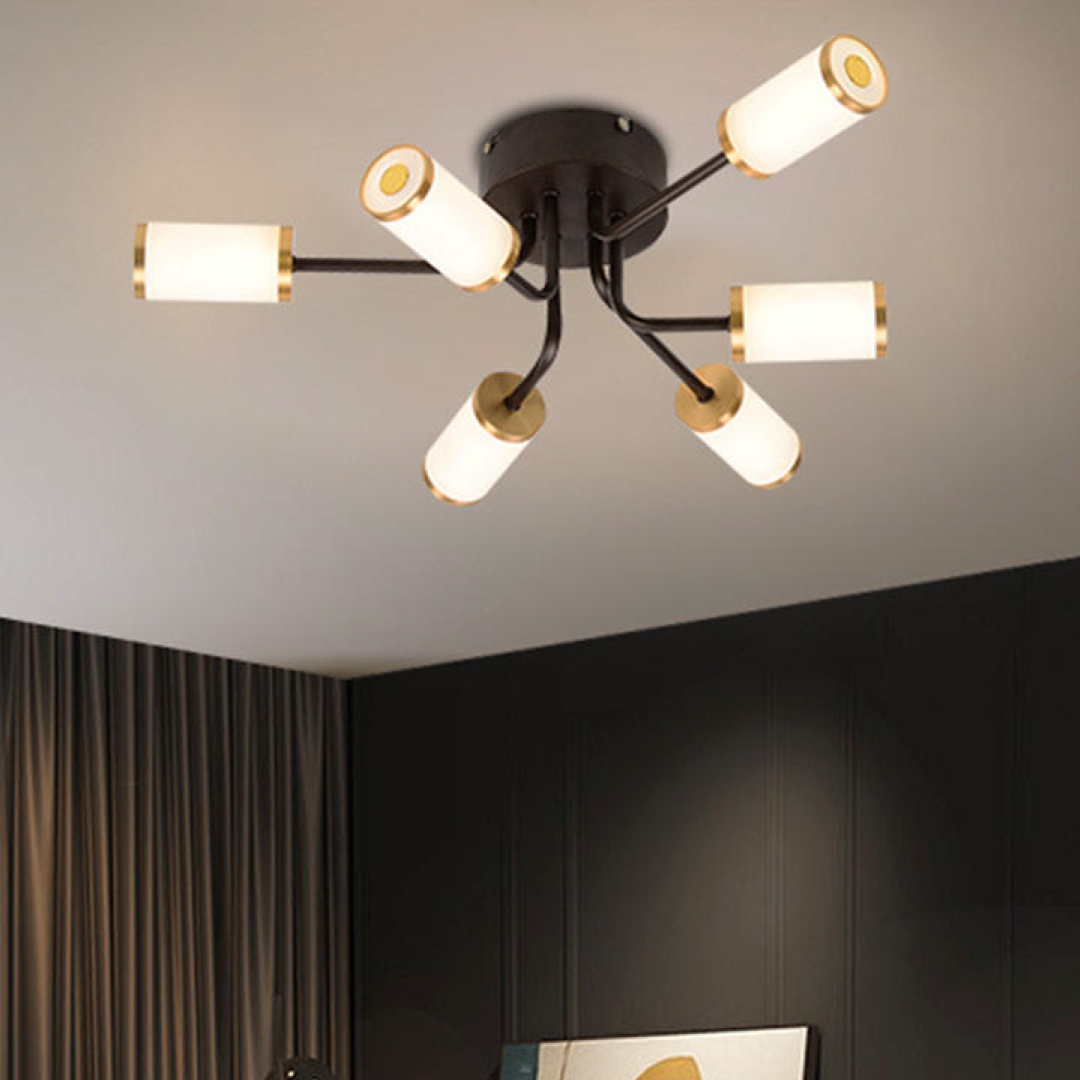 Ceiling Lamp Iron+Acrylic Brown+Gold Color LED 6*10W