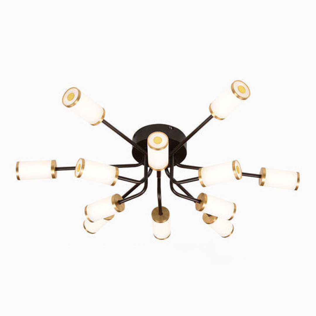 Ceiling Lamp Iron+Acrylic Brown+Gold Color LED 12*10W